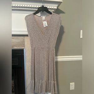 Brown and white stripe dress